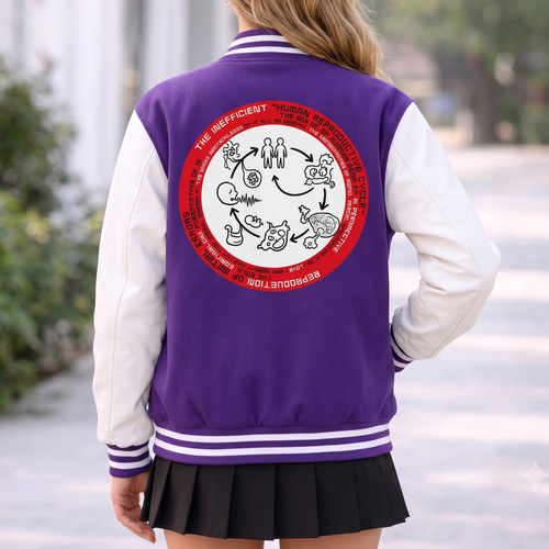"Human Error Code" Graphic Heavyweight Letterman Jacket, IROIRO